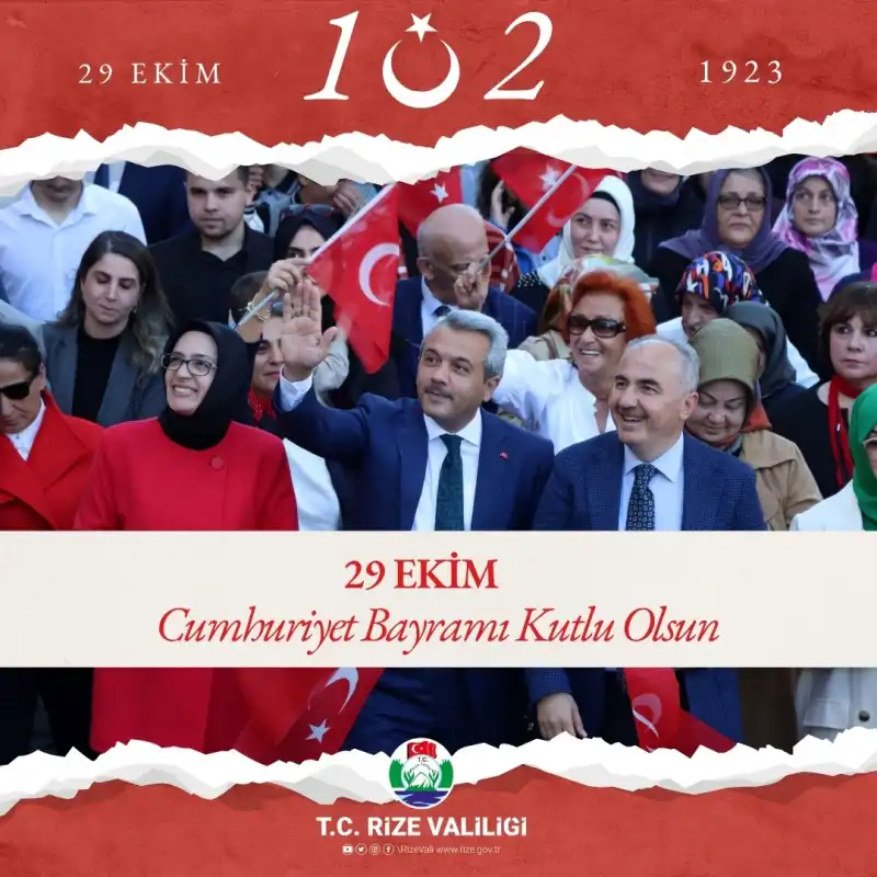Rize’de Cumhuriyet Bayramı Kutlanıyor