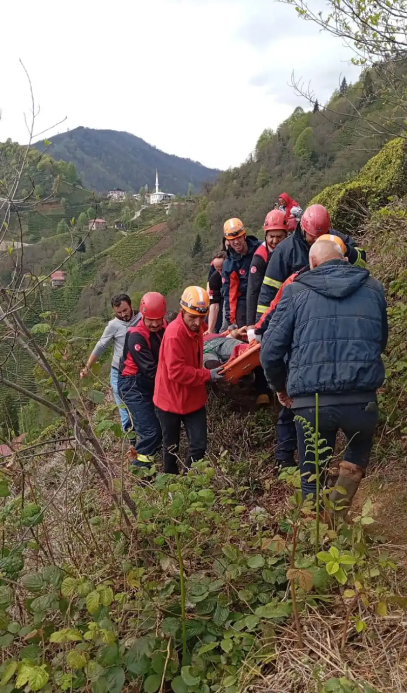 Rize’de Çay Bahçesinde Korkutan Kaza
