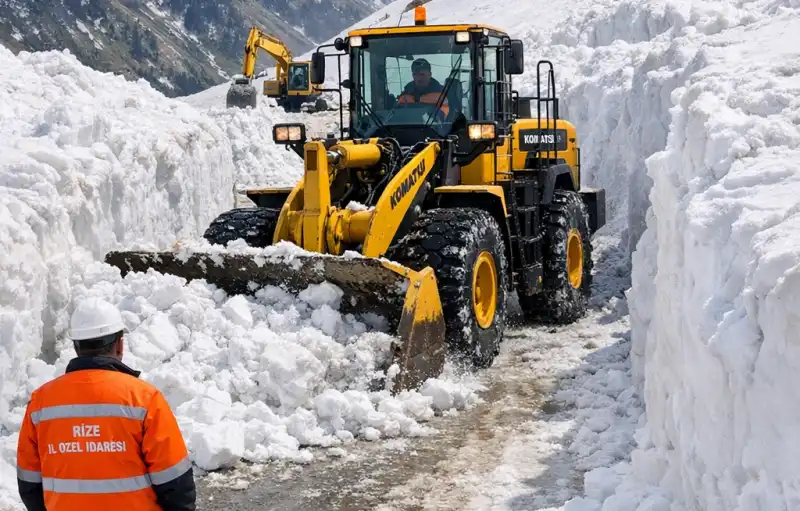 Rize’de Yayla Yollarında Kar Mesaisi Devam Ediyor