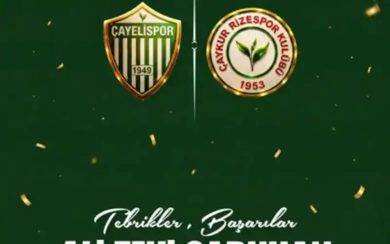 Çayelispor’dan Çaykur Rizespor’aTebrik Mesajı