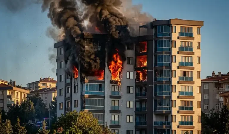 Rize’de Site Sakinlerini Korkutan Yangın
