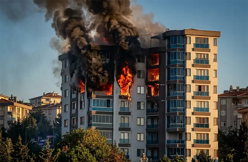 Rize’de Site Sakinlerini Korkutan Yangın